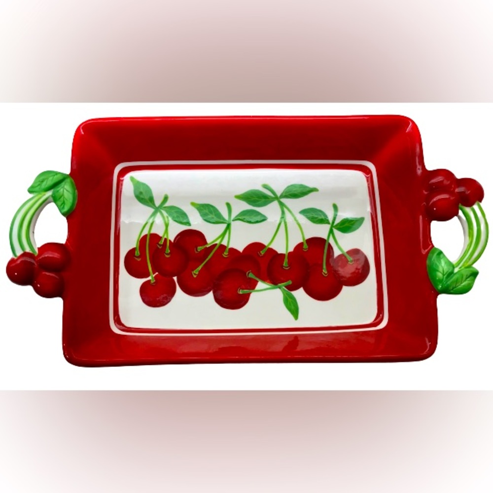 Sonoma Cherries Jubilee Rare Large Dining or Decorative Tray - READ DESCRIPTION